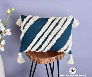 Tufted Cotton Pillow Cover Living Room Home Decor Customize With Tassel Design Boho Pillow Eco-Friendly Custom OEM Wholesale - Product Image 1