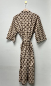Robe Kimono Maxi en Coton 100% Fait Main à Imprimé Floral pour Femme, Vêtement de Nuit, Caftan, Jupe Courte, Cache-Maillot de Plage d'Été - Product Image 2