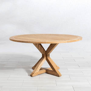 Mesa Redonda Moderna de Madera de Teca para Exteriores con Diseño de Patas Cruzadas, Exportador de Muebles de Lujo para Hogar y Restaurantes - Product Image 3