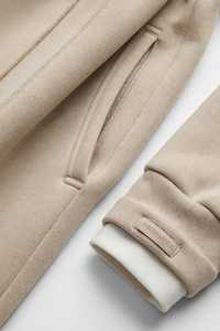 Conjunto de chándal de dos piezas para mujer: sudadera con capucha beige y pantalones de pierna ancha, estilo casual y holgado para estar en casa - Product Image 5