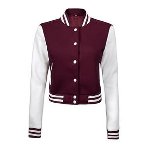Womens <b>Cropped</b> Varsity <b>Jacket</b> Custom Logo Baseball Bomber <b>Jacket</b> Streetwear Fashion Supplier USA - Product Image 5