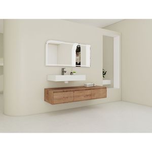 60-Inch <b>Wall</b> Mounted Bathroom Vanity with Resin Sink Soft-Close Drawer <b>Float</b> Mounting Design - Product Image 5