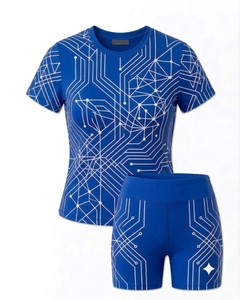Ensemble de maillot de cyclisme pour femme imprimé, séchage rapide, haut à manches courtes et short respirant de haute qualité - Product Image 5