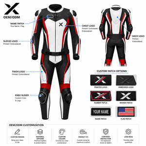 Combinaison de moto hybride pour homme en cuir de vachette 400g, personnalisée OEM/ODM, imprimée par transfert thermique, manches longues, tenue de course X Sports City - Product Image 3