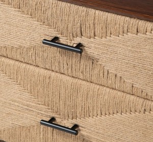 Modern Jute Rope Weave Nightstand 2 Drawer Wood <b>Bedside</b> Table Midcentury Bedroom Furniture Handmade <b>Storage</b> Cabinet - Product Image 6