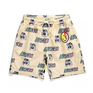 Custom Logo Men's Men's Beige Quick Dry Cat Print Graphic Boxing <b>Shorts</b> Loose Fit Drawstring Streetwear Heat transfer print - Product Image 6