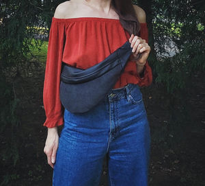 Sac bandoulière unisexe en cuir et toile, style vintage, sac de poitrine décontracté pour voyage, mode, imperméable, avec fermeture éclair, vente en gros - Product Image 4