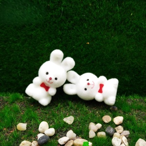 กระต่ายฝูงขนาดเล็กพร้อม1.5โบว์ "สูงสำหรับตกแต่งบ้านตุ๊กตา - Product Image 3