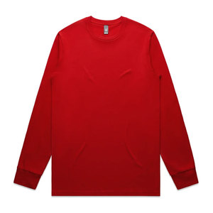 T-shirt à manches longues pour homme, streetwear uni, en coton peigné 100% premium, poids lourd, col rond à revers, manches longues - Product Image 5