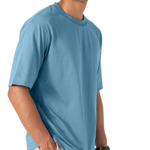 T-shirts en coton tricoté oversize style Hip Hop 220 grammes coupe ample manches courtes design uni longs pour hommes tendance populaire - Product Image 5