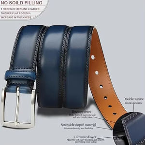 Ceinture en cuir de vachette pour homme, longueur personnalisable, boucle à ardillon en alliage, cuir naturel non stratifié, ceinture classique de qualité pour usage quotidien - Product Image 3