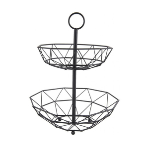 Modern Metal <b>Wire</b> 2-Tier Geometric Storage <b>Basket</b> <b>Hanging</b> Organizer for Kitchen Multi-Purpose Neatening Stand - Product Image 1