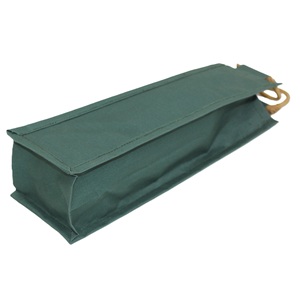 Custom Design Coated Polyester Waterproof Wine Bag With wooden Cane Handle Party Carrying Wine Bottle Shopping Bag for Promotion - Product Image 3