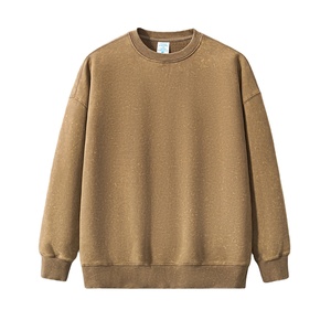 Sudadera de peso pesado para hombre, marca de moda, sudadera personalizada, Color sólido lavado usado con estampado personalizado, estilo de cuello redondo - Product Image 2