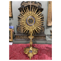 Monstrance décorative en laiton, monstrance royale en laiton pour église, monstrance sacrée pour la prière eucharistique, ornement pour chapelle et sanctuaire