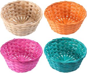Cesta de bambú tejida artesanal tradicional, cubos de mango pequeño pintados para caza de huevos de Pascua, suministros para fiestas de Picnic, cumpleaños - Product Image 3