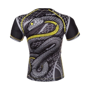 เสื้อแรชการ์ดแขนสั้นลายงูสำหรับผู้ชาย แห้งเร็ว ผลิตจากโพลีเอสเตอร์ เสื้อกีฬาสำหรับผู้ใหญ่ แบบรัดรูป - Product Image 4