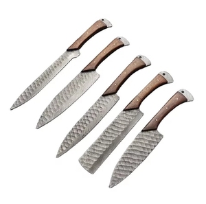 Ensemble de couteaux de chef en acier inoxydable forgé à la main avec manche en bois Pakka, outils de découpe écologiques pour la cuisine - Product Image 2