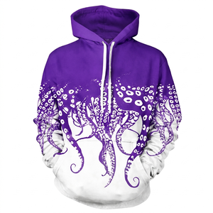 Sudadera con capucha para hombre de alta calidad, personalizada, sublimada, con estampado morado y blanco, transpirable, ecológica, sólida, para invierno, de corte regular. - Product Image 1