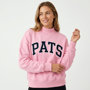 Best Quality Fleece Layered Pullover Custom Varsity <b>Applique</b> Embroidery <b>Letter</b> Print Women Sweatshirt Regular Fit Autumn Wear - Product Image 1