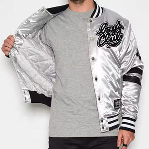 Vestes universitaires en satin de soie tendance, vente en gros, couleur et logo personnalisés, pour hommes, fabriquées au Pakistan - Product Image 2