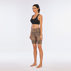 กางเกงขาสั้นเอวสูงสำหรับผู้หญิง ระบายอากาศ แห้งเร็ว ยืดหยุ่น กระชับสะโพก ลายพิมพ์สีน้ำตาล สไตล์ลำลอง สำหรับเล่นกีฬาฤดูร้อน - Product Image 5