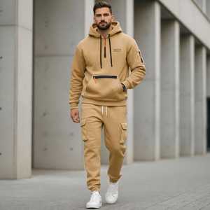 <b>Men's</b> Casual Hoodie Jogger Set Two Piece Tracksuit Pullover Sweatshirt Drawstring <b>Pants</b> Athletic <b>Lounge</b> Streetwear Breathable - Product Image 1