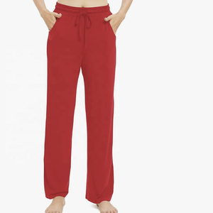 Pantalon de survêtement en soie respirant été/hiver pour femmes taille moyenne jambe droite ample poches à cordon pantalon décontracté plat - Product Image 6