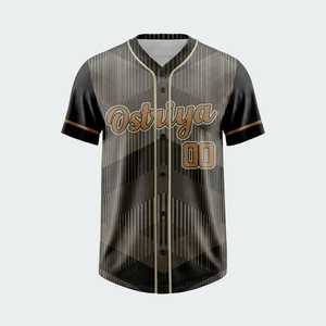 Professional Custom Made Baseball Jersey Short Front 100% Polyester V-neck Unisex Latest Design High Quality Printed for Sale - Product Image 2