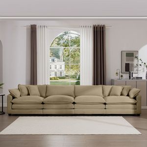 Divano Moderno a 4 Posti in Tessuto Corduroy, Comodo e Facile da Montare, per Ufficio o Soggiorno, Imbottito e Moderno - Product Image 3