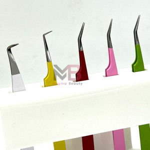 Juego de Pinzas para Pestañas de Acero Inoxidable con Mangos de Colores y Punta de Precisión para Extensiones de Pestañas, Precios al por Mayor - Product Image 3