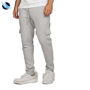 Pantalon cargo décontracté pour homme, taille mi-haute, en coton biologique, tissu molletonné, lavage coloré, écoresponsable - Product Image 1