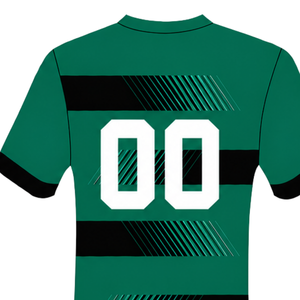 Camiseta de Rugby Verde Esmeralda y Negra, Manga Corta, Cuello Redondo, Rayas, Uniforme de Equipo Personalizado, Transpirable, para Entrenamiento y Rendimiento Atlético - Product Image 4