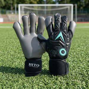 Premium Quality Custom Design Neoprene soccoer Goalkeeper <b>Gloves</b> 4mm German Latex Elastic Strap Rubber Inject Hybrid Cut - Product Image 4