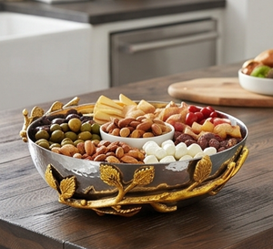 Bol élégant en acier inoxydable martelé pour salade et fruits, grand bol décoratif en métal pour centre de table - Product Image 5
