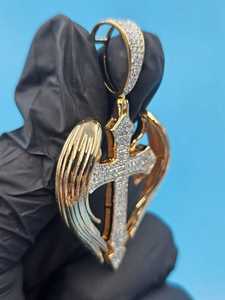 Iced Out Moissanite <b>Cross</b> Pendant 925 Silver 18K Gold Plated Round Brilliant Cut Religious <b>Charm</b> For Unisex - Product Image 6