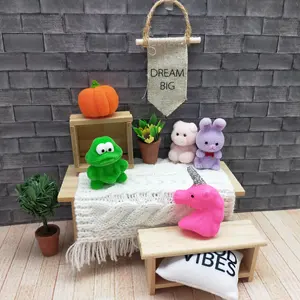 Miniature Dollhouse Flocking Animals rabbit frog unicorn pig pumpkin Mini Decoration