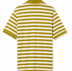 Chemise décontractée pour homme, personnalisée, jaune moutarde et blanc uni, style vintage, respirante, en toile polyester/coton, à manches courtes, tricotée, OEM - Product Image 2