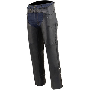 Samroz Sports – Cuissardes en cuir pour hommes, logo personnalisable, doublure thermique de haute qualité, poche fendue, fermeture à boutons-pression, pour motards toutes saisons - Product Image 3