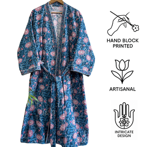 Peignoir Kimono en Coton Gaufré Premium, Compressé, Écologique, Imprimé à la Main, pour Femme, Vente en Gros, Fournisseur d'Exportation Personnalisé - Product Image 3