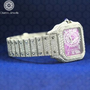 Charm_Jewells Luxury Stainless Steel <b>Watch</b> 40mm Round Diamond Encrusted Sapphire Crystal Analog Dial Unisex Quartz Movement - Product Image 2