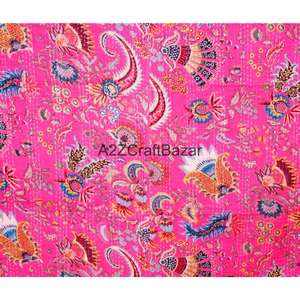 Edredón Kantha de Algodón Orgánico, Estampado, Hecho a Mano en India, Vintage, Cosido a Mano, para Hotel y Hogar, Ecológico, para Todas las Estaciones - Product Image 2