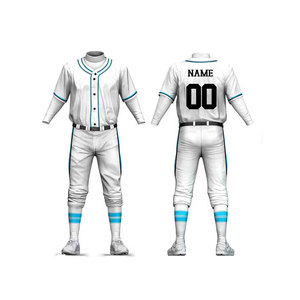 Custom Baseball Uniform Men's White Blue Striped Jersey Pants Gloves Hat <b>Socks</b> Bag Breathable Polyester All Seasons Wear - Product Image 2