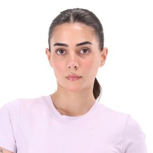 Camiseta casual ajustada de manga corta rosa para mujer con cuello, espalda con abertura y cordón, cintura fruncida, corte ajustado, básica para el día a día, a la moda. - Product Image 2