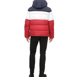 URBANGAZER Men's Color Blocking Patchwork Puffer Jacket Windproof Polyester Winter Coat Casual Style Thick <b>Covered</b> <b>Button</b> - Product Image 6