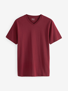 T-shirt en coton bordeaux uni pour homme, coupe classique, col rond, manches courtes, jersey décontracté - Product Image 4