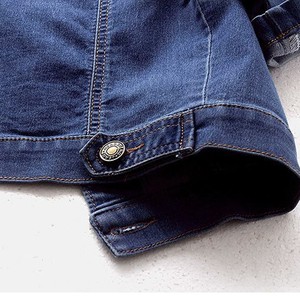 Women's 3/4 Sleeve Eco-Friendly <b>Cropped</b> <b>Denim</b> <b>Jacket</b> Light Wash Crop Top Turn-Down Collar Pocketed Casual Streetwear Y2K Summer - Product Image 3