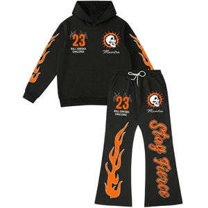 Conjunto de Sudadera y Pantalones Deportivos Personalizados Unisex de Forro Polar Térmico para Invierno, Estilo Urbano, con Logotipo Personalizado, Pantalones Acampanados y Sudadera con Capucha, Transpirable - Product Image 3