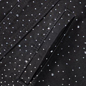 Factory-Made Men's 100% Cotton Denim <b>Jackets</b> Hot Selling High-Street Style with Custom Color <b>Rhinestone</b> Front Logo for Winter - Product Image 5