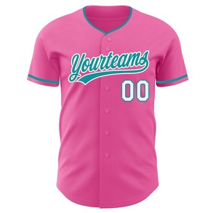 Camiseta de Béisbol Rosa Personalizada con Nombre y Número del Equipo, Impresión Serigrafiada, Unisex, Adulto, Manga Corta, Transpirable, Poliéster - Product Image 1
